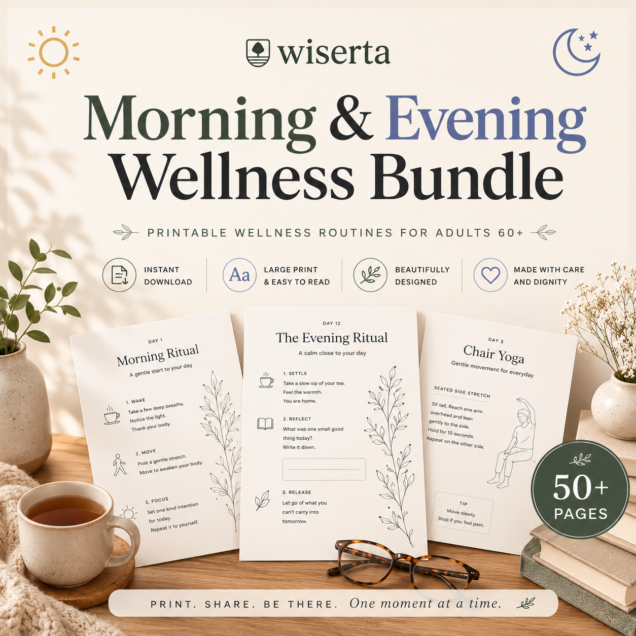 Wiserta Morning & Evening Wellness Bundle — printable wellness routines for adults 60+